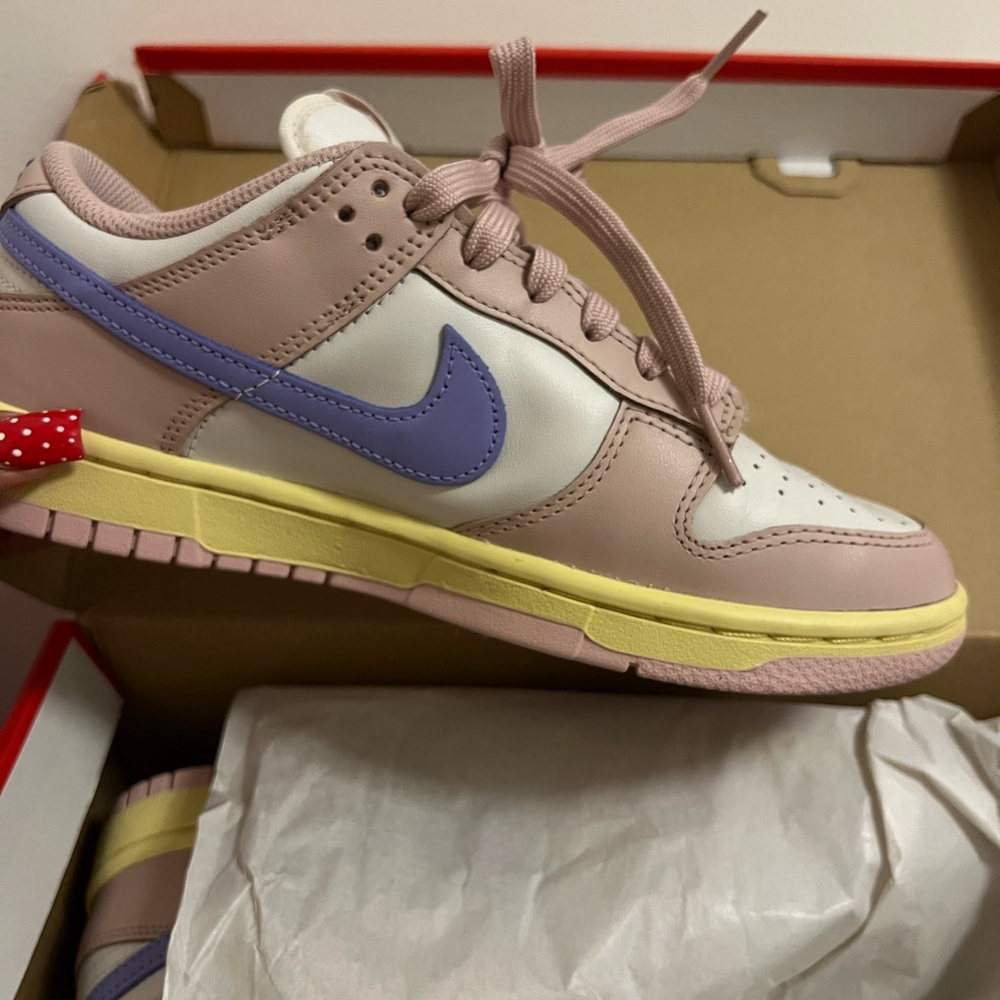 Nike Dunk Low Pastel Pink Lavender Yellow Women's Sneakers - Picture 3 of 3